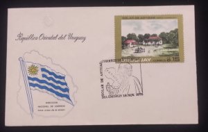 D)1975, URUGUAY, FIRST DAY COVER, ISSUE, SOLAR DE ARTIGAS IN EXILE,