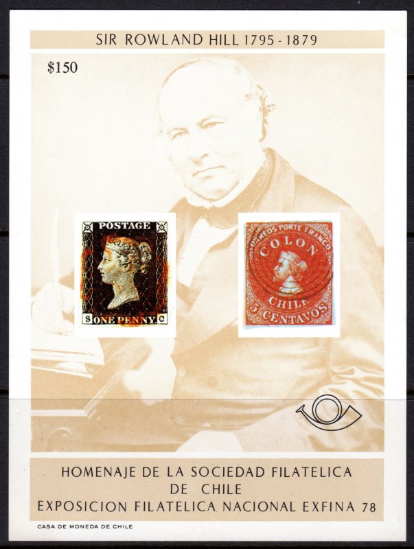 Chile 1979 Sir Rowland Hill/Penny Black Souvenir Sheet (1) MNH RARE !!!