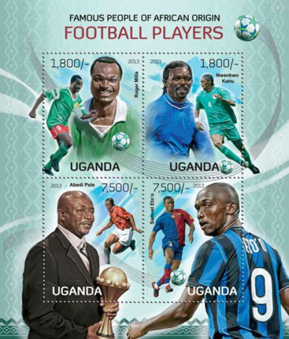 Uganda - Football Players Pele, Kanu, Eto'o - 4 Stamp Sheet - 21D-085