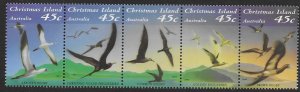 Christmas Island 349  1993  strip 5   VF NH