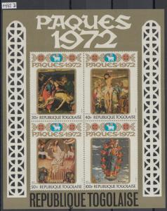 XG-Y974 TOGO IND - Easter, 1972 Paintings, Imperf. MNH Sheet