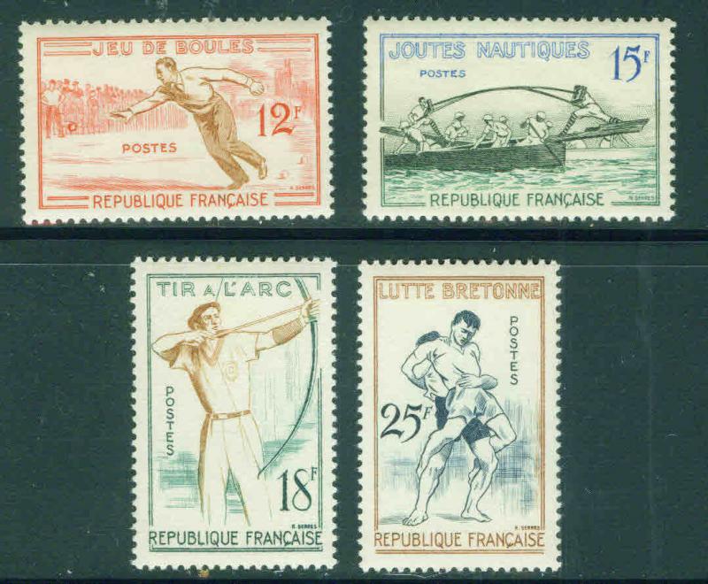 FRANCE Scott 883-6, Yvert 1161-4 MH* Sports set 1958 CV 6,4