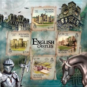 SOLOMON IS.- 2013 - English Castles - Perf 4v Sheet - Mint Never Hinged