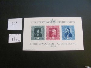 LIECHTENSTEIN 1949 MNH  SC 238 SS  XF  $110 (214) NEW COLL.