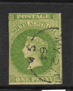 SOUTH AUSTRALIA 1856-58  1d   DEEP YELLOW GREEN  QV   FU   SG 5