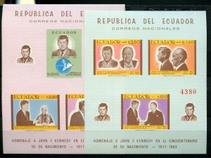 PARAGUAY JOHN F. KENNEDY & WINSTON CHURCHILL IMPERF SOUVENIR SHEETS MINT NH