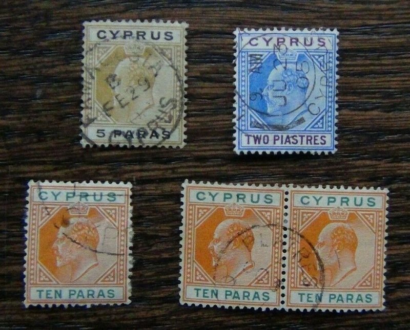 Cyprus 1904 - 10 5 paras 10 paras x 3. (one with grease spot) 2pi Used 