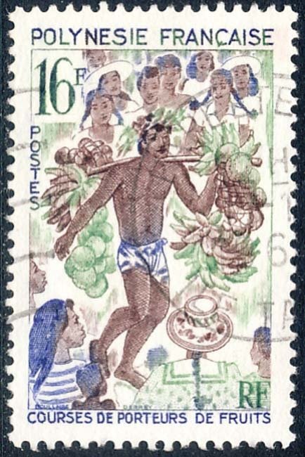 French Polynesia 1967 Sc 231 Fruit Carrier Race Stamp U