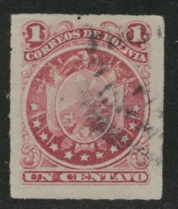 Bolivia Scott 24 Used 1887 Rouletted stamp