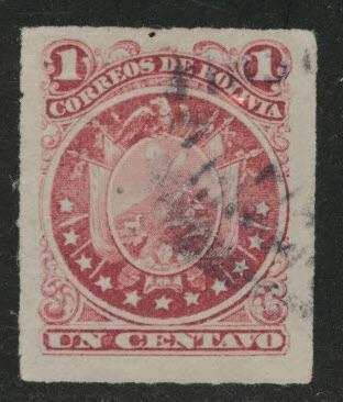 Bolivia Scott 24 Used 1887 Rouletted stamp