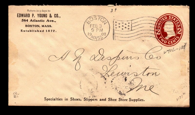 1908 E.C. Skuffers Shoe Advert Cover / Nice Boston CDS - L9469