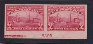 US 373 2c Hudson-Fulton Celebration Pair Mint VF-XF OG H/ NH SCV $62.50