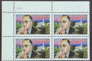US Scott # 3134; 32c T Wilder from 1997; MNH, og; Plate  Block of 4; VF