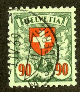 SWITZERLAND 200a USED SCV $4.75 BIN $2.00 COATS OF ARMS