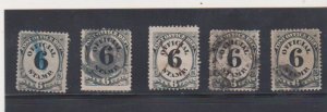 1873 US Scott # O50 Post Office Department Official 6c Used 5 Different CXL Canc