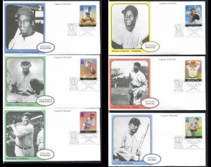 US #3408 a-j 10 MYSTIC FDC   Legends of Baseball   (r10)