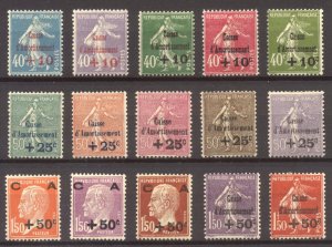 FRANCE #B24 .. 41 Mint - 1927-31 Surcharge Sets