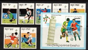 Cambodia Sc 1011-18 NH set & S/S of 1990 - Sport - Soccer