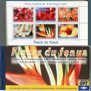 Fr Polynesia 884-885 two af panes in a booklet,MNH. Exotic flowers,2004.