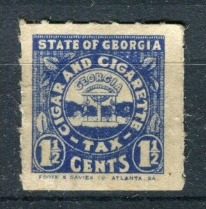 USA; Early 1900s Georgia State Tax issue fine used 1.5c. value