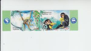 2016 Tadzhikistan Year Monkey Pair (Scott 448) MNH