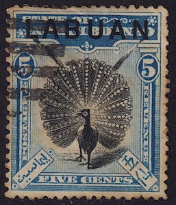 Labuan - 1900 - Scott #77 - used - Bird Argus Pheasant