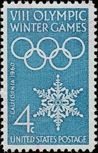 1960 Winter Olympic Games in California Single 4c Postage Stamp - Sc#1146-MNH,OG