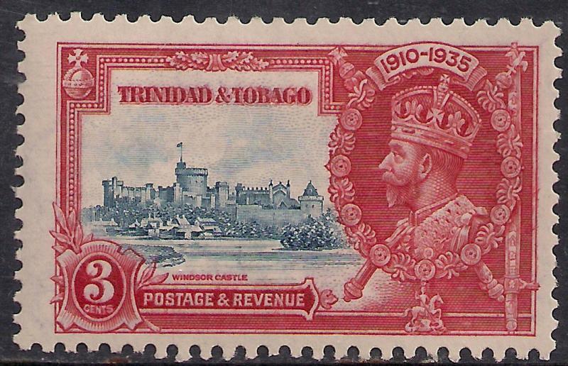 Trinidad & Tobago 1935 KGV 3 ct Silver Jubilee MM SG 240 ( M1169 )