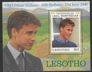 LESOTHO SGMS1723 2000 18th BIRTHDAY OF PRINCE WILLIAM  MNH