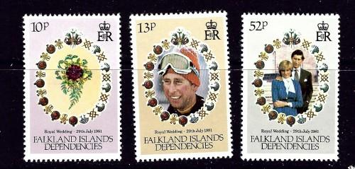 Falkland Is 1L59-61 NH 1981 Prince Charles Wedding