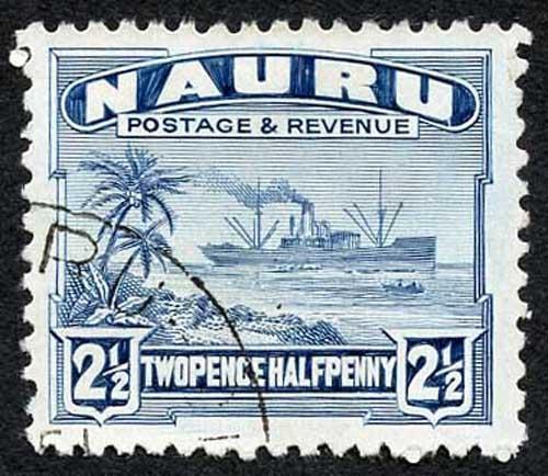 Nauru SG30Ac 1934 2 1/2d Greenish blue Slate blue Fine Used
