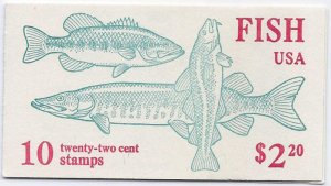 US Stamp - 1986 Fish - 10 Stamp Booklet - Scott #BK154