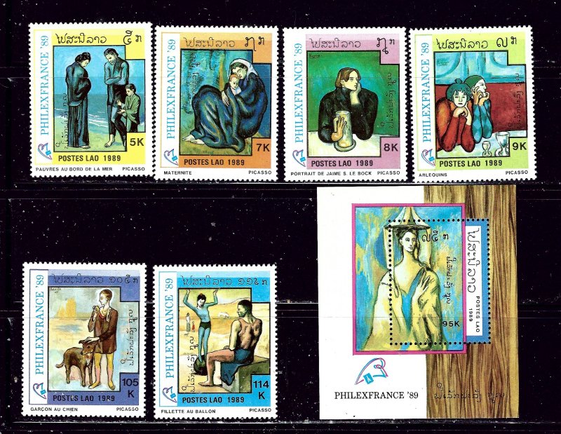 Laos 933-39 MNH 1989 Picasso Paintings
