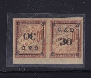 Guadeloupe Scott #J13,13a Pair VF OG mint hinged nice color scv $ 1425 see pic !