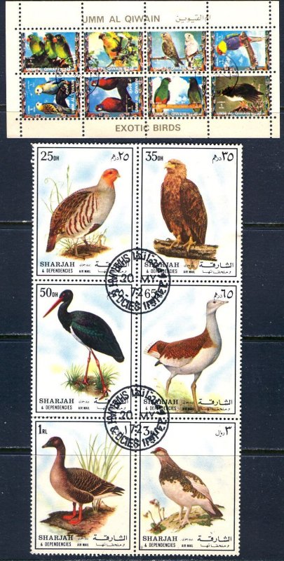 Cinderella's  #9 - Sharjah & Umm Al Qiwain Birds Used CTO Stamps (14)