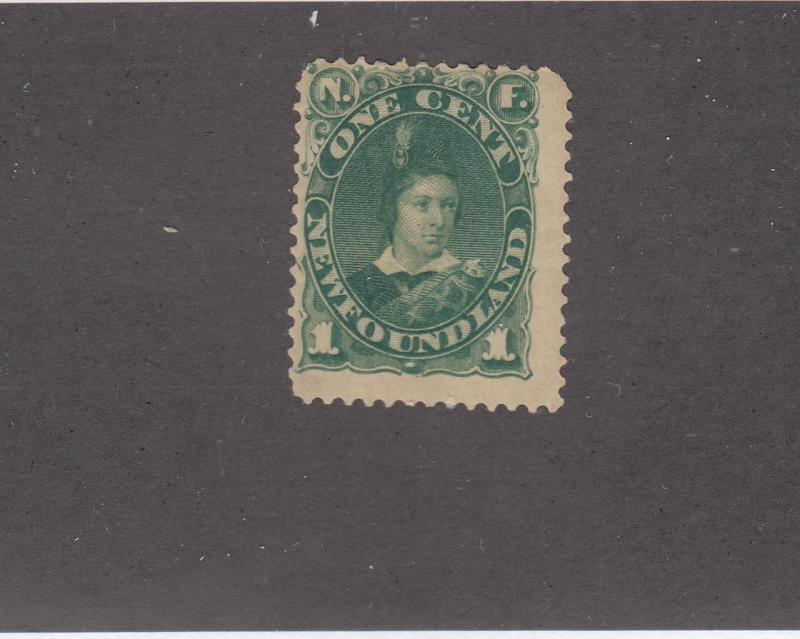 NEWFOUNDLAND # 44 FVF-MH 1cts  1887 EDWARD, PRINCE OF WALES/DEEP GREEN CAT $20