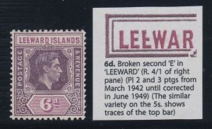 Leeward Islands, SG 109ab, Mint, mild HR Broken E variety