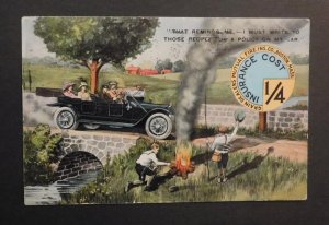 1900s USA Postcard Cover Boston MA to Meredith NH Automobile Fire Insurance