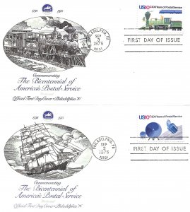 1975 FDC, #1572-1575, 10c Bicentennial of Postal Service, Fleetwood (4)