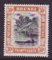 Brunei-Sc#71a- id9-unused og NH 30c River Scene-Canoes-perf 14.5x13.5-1951-any