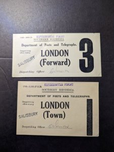 Lot of 2 Southern Rhodesia Experimental Flight Cover Salisbury to London