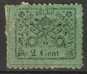 Italy Roman States 1868 Sc 19a Papal States MH partial gum creased