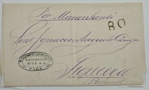 MI) 1872 BRAZIL, COVER CIRCULATED FROM FOR A FIGUEIRA - PORTUGAL, SENT UNPAID