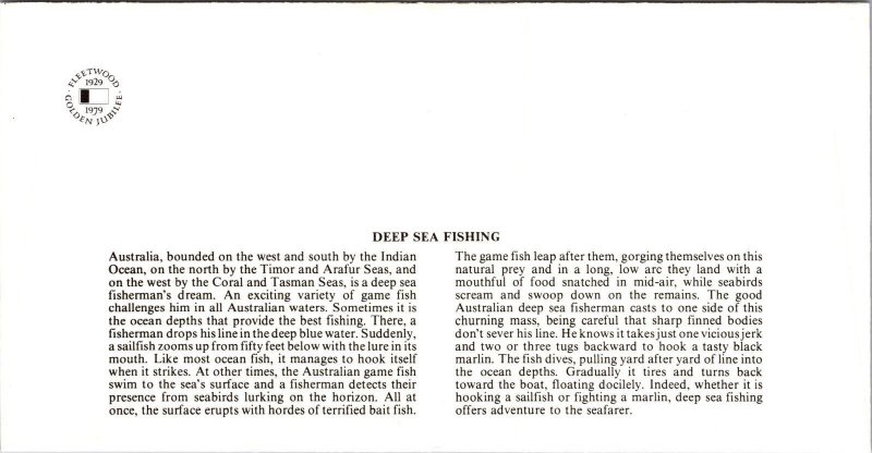 Australia 1979 FDC - Deep Sea Fishing - Melbourne - J8742