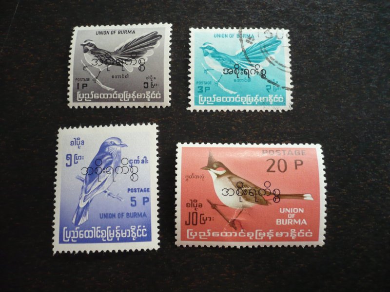 Stamps - Burma - Scott# O94,O96-O97,O99 -Used & Mint Hinged Part Set of 4 Stamps