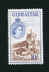 Gibraltar 144 Moorish Castle Ten Schilling Stamp Mint Hinged 1953