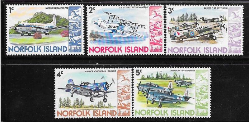 Norfolk Islands #256-260 Military Aircraft (MNH) CV$1.25