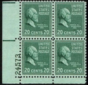 US #825 GARFIELD MNH LL PLATE BLOCK #24573