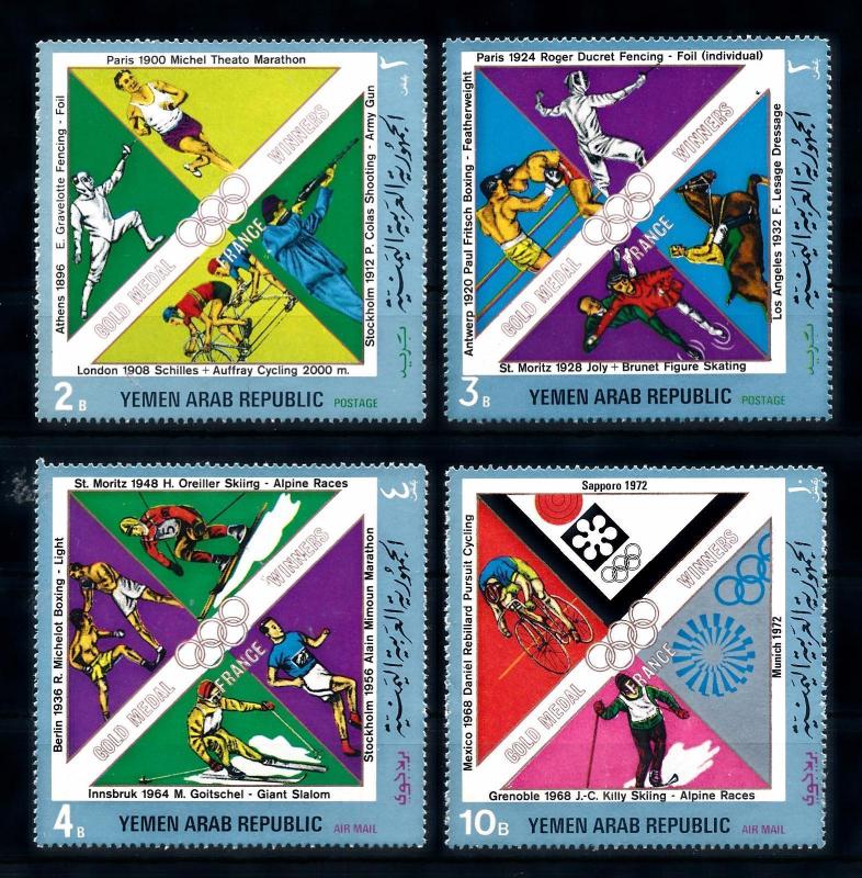 [44724] Yemen 1972 Olympic games French Champions Fencing Cycing Boxing MNH