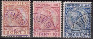 Albania 3 Different Used (CTO) VF 1913 USD$7.50*